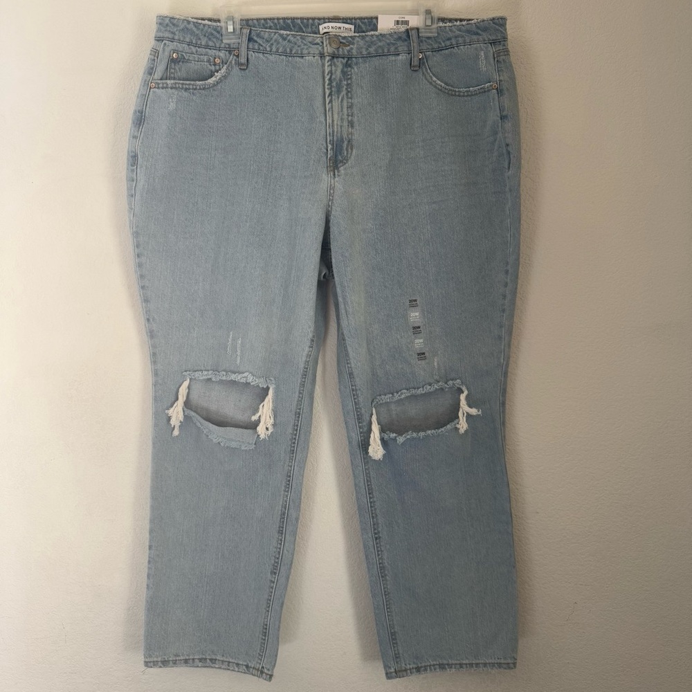 And Now This Rizzy Denim Jeans Ultra Hi Rise Straight Leg Plus Size 20W Distress